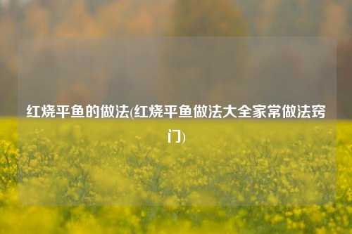 红烧平鱼的做法(红烧平鱼做法大全家常做法窍门)